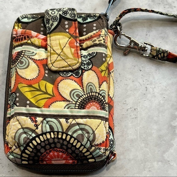 Vera Bradley Flower Shower All in One Carry it All Wristlet Wallet Brown - Picture 3 of 4